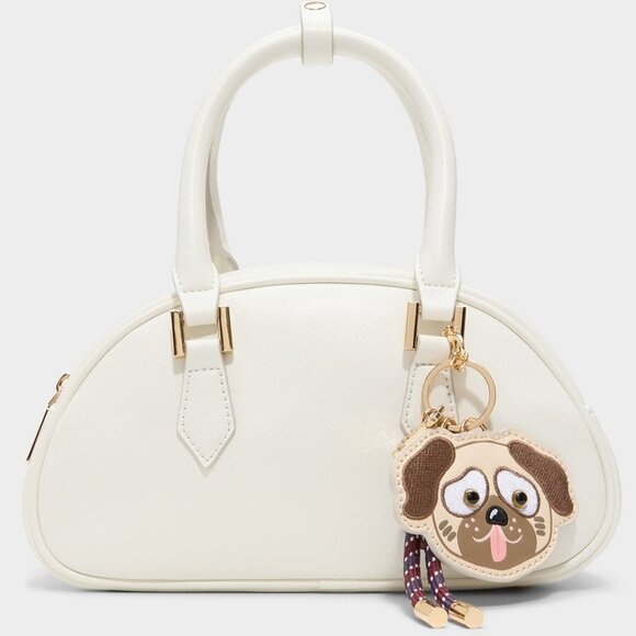 Pug Charm Satchel Bag White - Picture 1 of 3